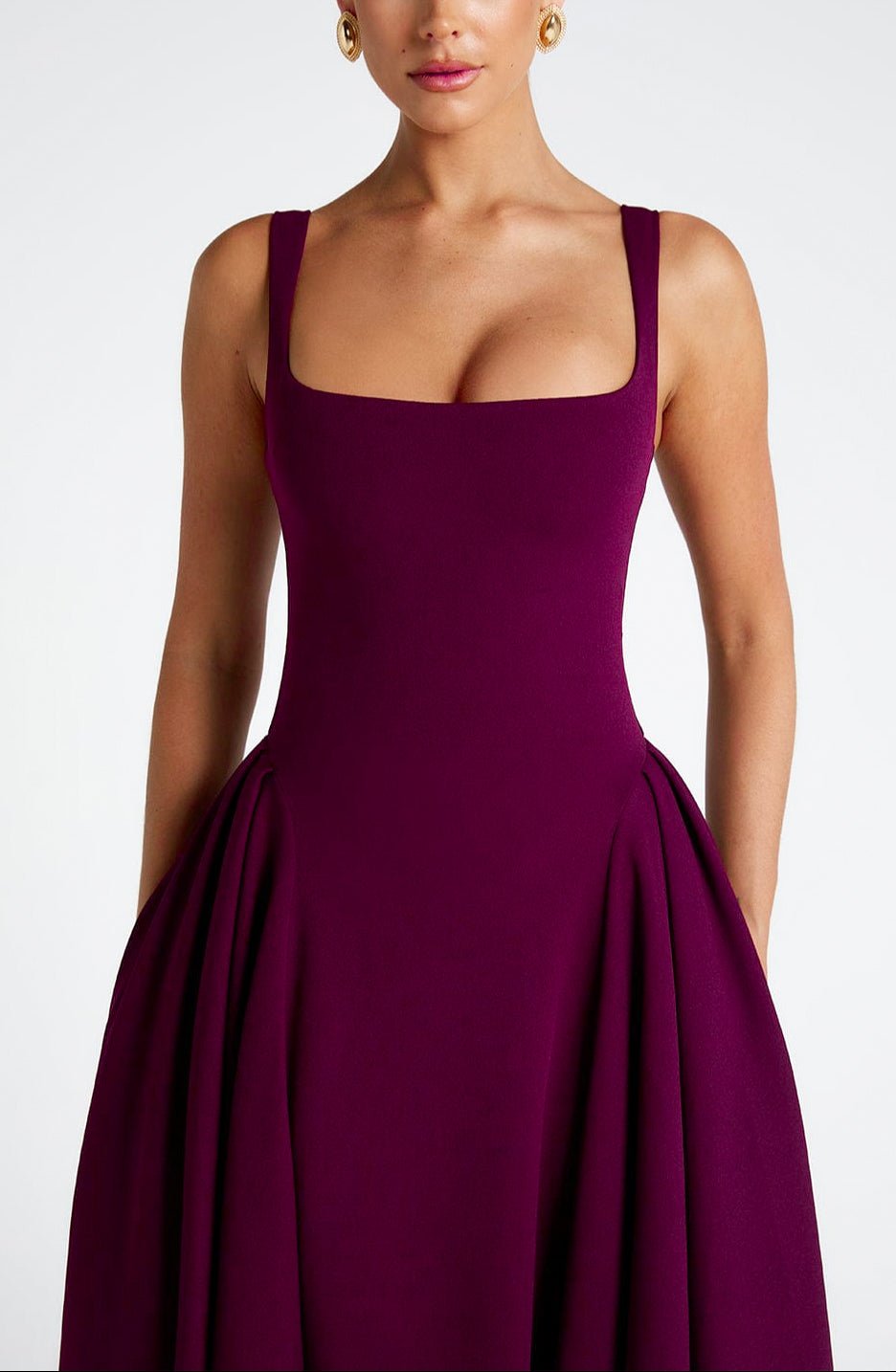 Mason | Elegant Midi Dress with Square Neckline - Mason Luxor