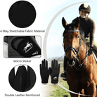 Mason | Ladies Horse Riding Gloves - Women Equestrian Black Stretch Fabric Silicone - Mason Luxor Men Fashion