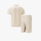 Mason | Men Soft Waffle Knit Summer Co - ord – Lightweight Matching Polo Shirt & Shorts - Mason Luxor Men Fashion