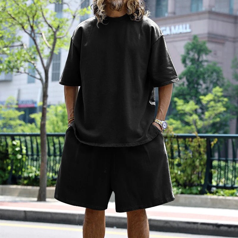 Mason | Men’s 100% Cotton Co - Ord Set – Oversized T-Shirt & Shorts Lounge Set - Mason Luxor