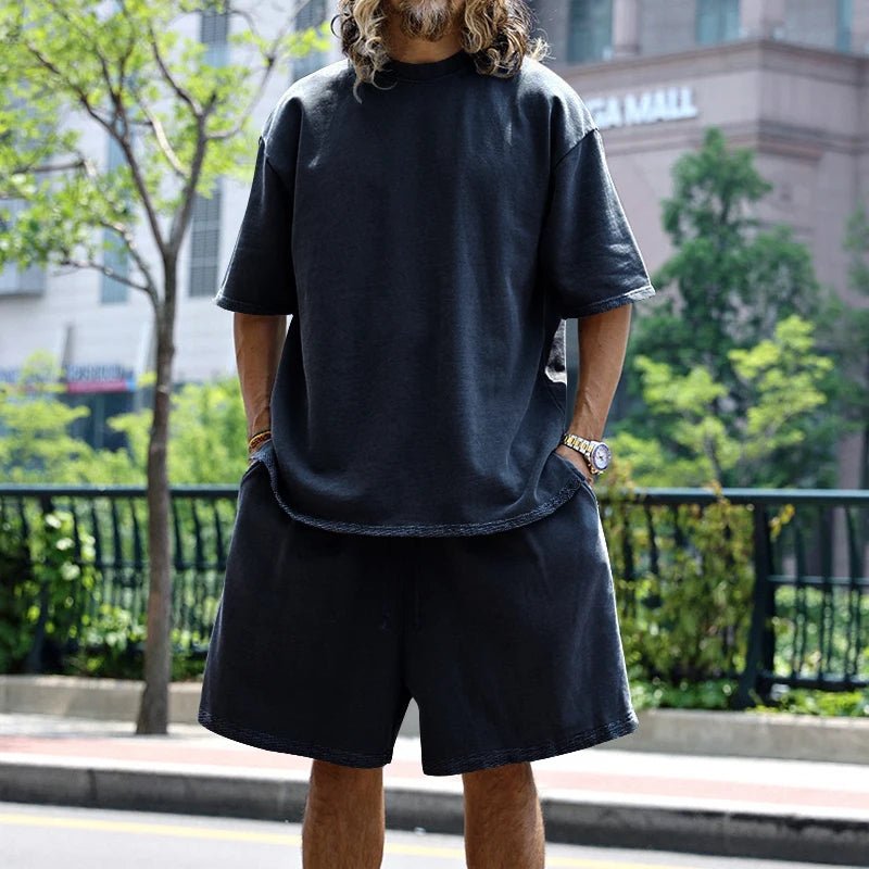 Mason | Men’s 100% Cotton Co - Ord Set – Oversized T-Shirt & Shorts Lounge Set - Mason Luxor