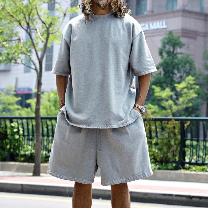 Mason | Men’s 100% Cotton Co - Ord Set – Oversized T-Shirt & Shorts Lounge Set - Mason Luxor