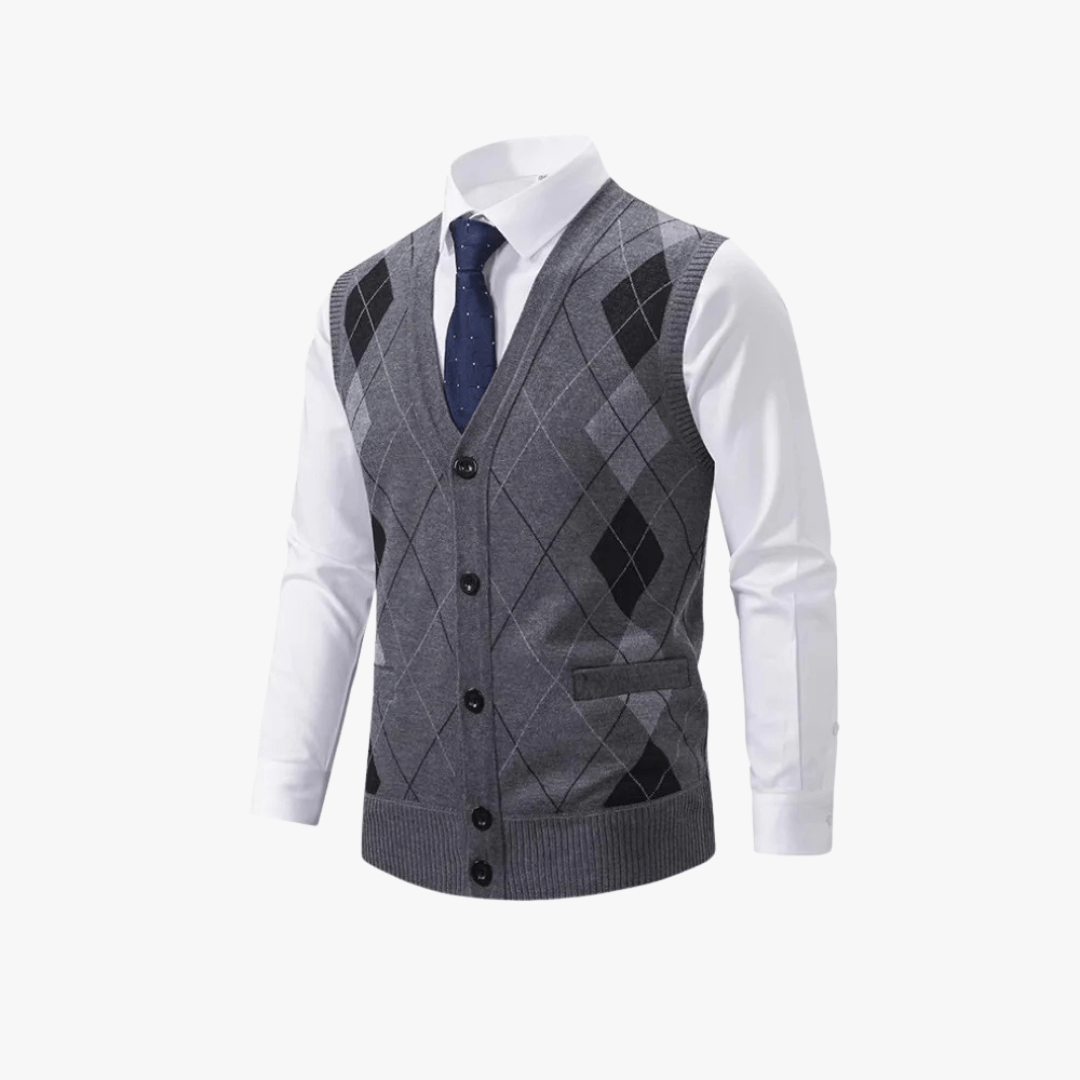 Mason | Men’s Argyle Button - Up Vest - Mason Luxor