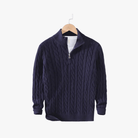 Mason | Men’s Cable Knit Half - Zip Sweater - Mason Luxor
