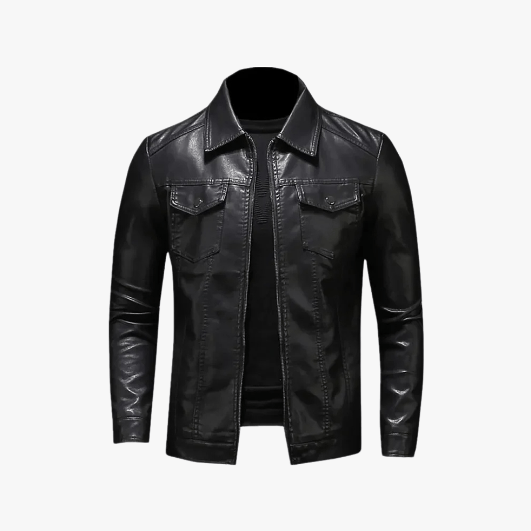 Mason | Men’s Classic Black Leather Jacket - Mason Luxor