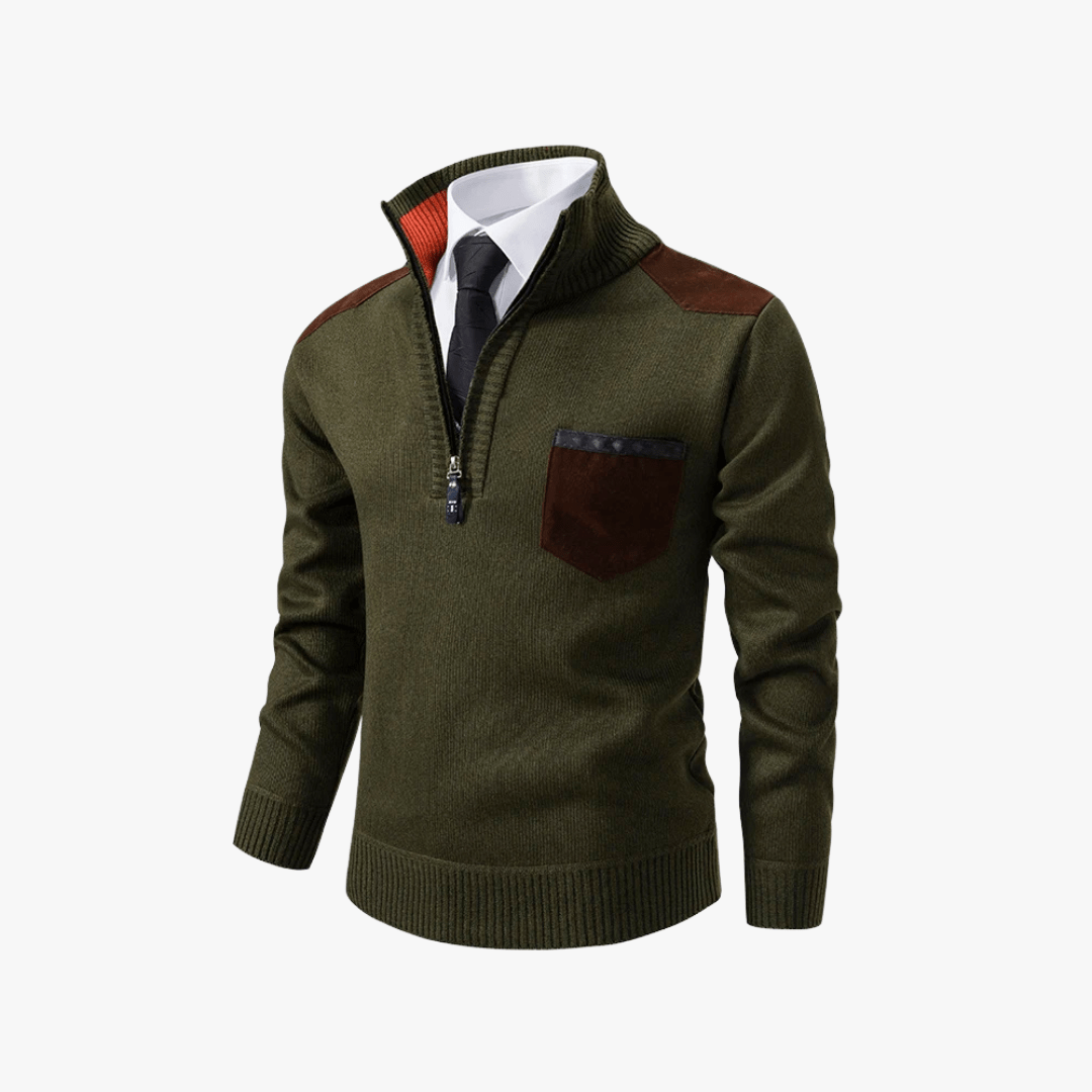 Mason | Men’s Contrast Pocket Half - Zip Pullover - Mason Luxor