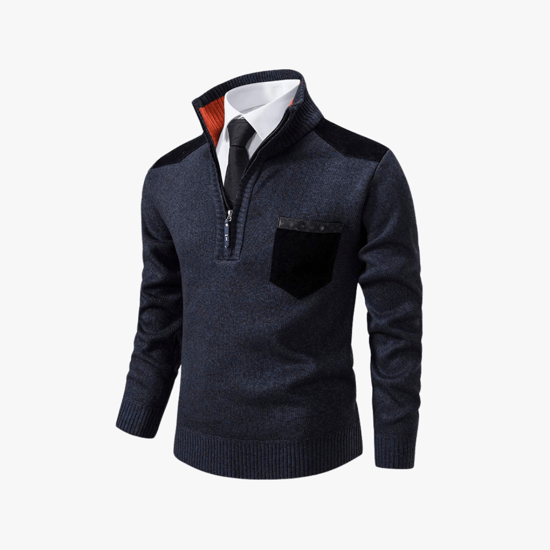 Mason | Men’s Contrast Pocket Half - Zip Pullover - Mason Luxor