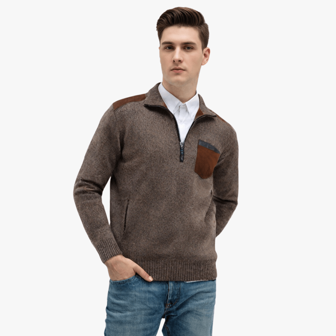 Mason | Men’s Contrast Pocket Half - Zip Pullover - Mason Luxor