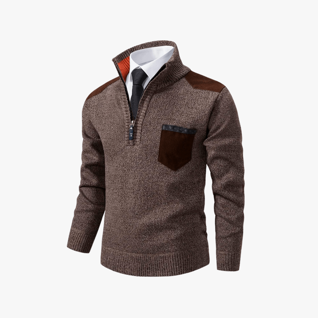 Mason | Men’s Contrast Pocket Half - Zip Pullover - Mason Luxor