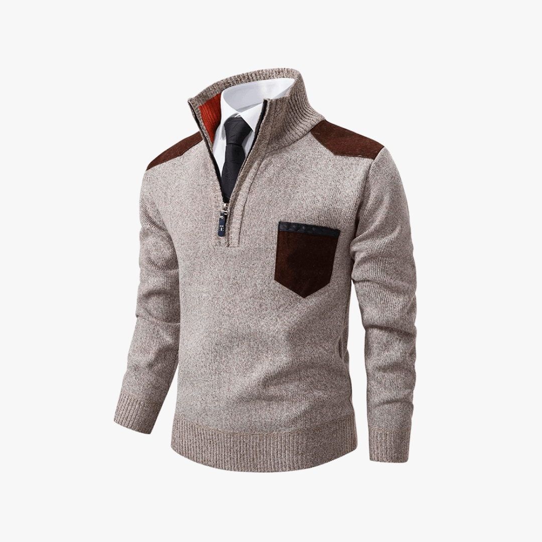 Mason | Men’s Contrast Pocket Half - Zip Pullover - Mason Luxor