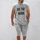 Mason | Men’s Cotton Co - ord Set Loose Fit – “Do The Work” Sleeveless & Shorts - Loose Fit - Mason Luxor Men Fashion