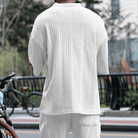 Mason | Men’s Knitted Co - ord Set – Short Sleeve Top & Shorts - Men Summer essential V - Neck - Mason Luxor Men Fashion