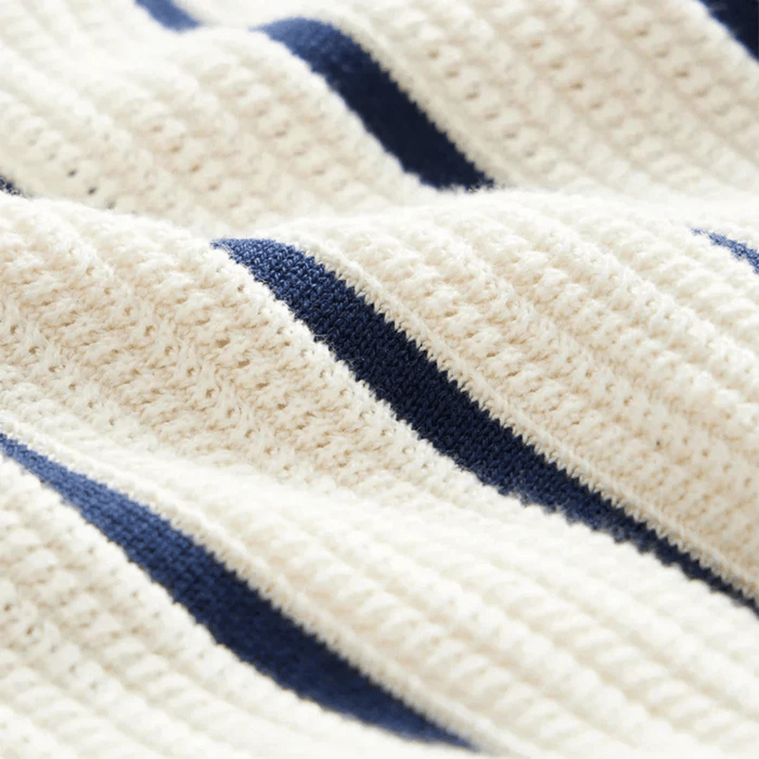 Mason | Men’s Knitted Polo Shirt – Striped Short Sleeve Button - Up for Summer - Mason Luxor Men Fashion