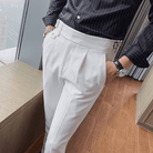 Mason | Men’s Pleated British Cotton Trousers – High Waist Tailored Fit Pants - Business - Mason Luxor Men Fashion