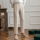 Mason | Men’s Pleated Cotton Trousers – High Waist Tailored Fit Pants - Mason Luxor Men Fashion