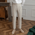 Mason | Men’s Pleated Cotton Trousers – High Waist Tailored Fit Pants - Mason Luxor Men Fashion