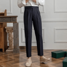 Mason | Men’s Pleated Cotton Trousers – High Waist Tailored Fit Pants - Mason Luxor Men Fashion