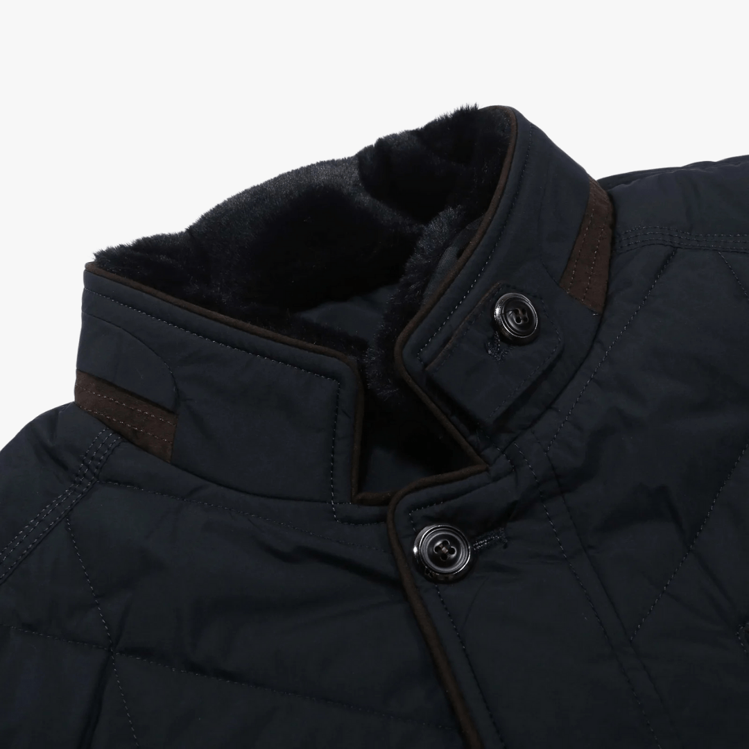 Mason | Men’s Quilted Formal Jacket with Fur Collar - Mason Luxor
