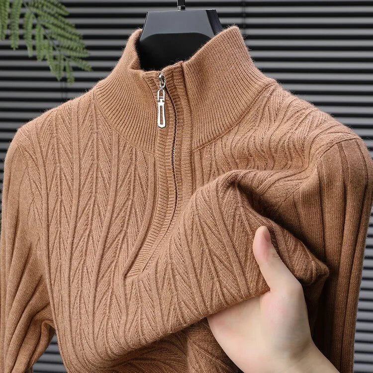 Mason | Men’s Ribbed Zip - Up Sweater - Mason Luxor