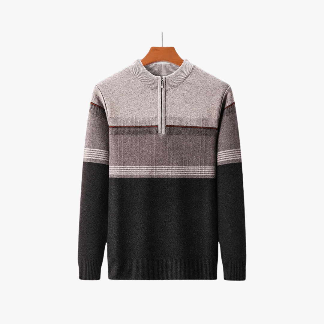 Mason | Men’s Striped Half - Zip Sweater - Mason Luxor