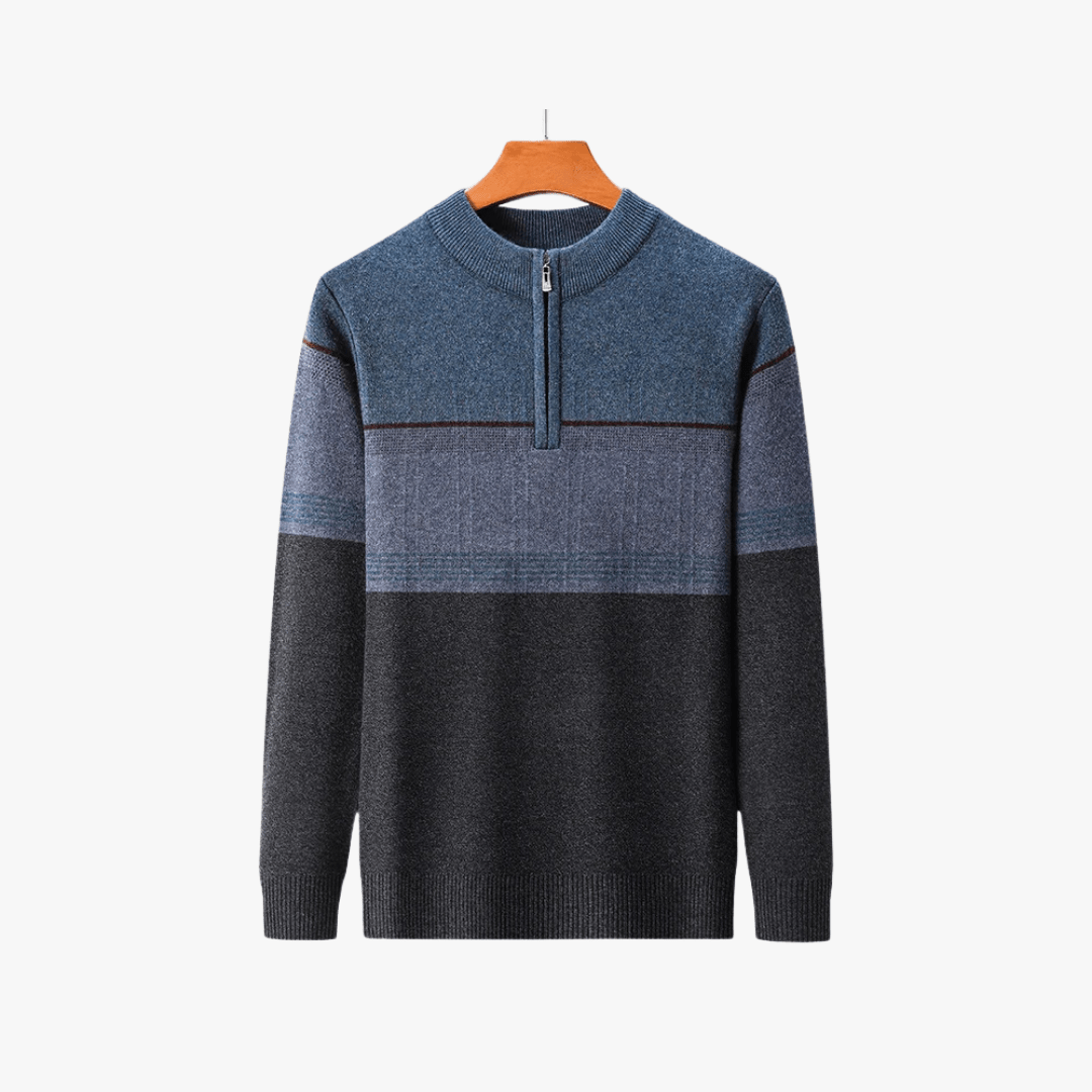 Mason | Men’s Striped Half - Zip Sweater - Mason Luxor