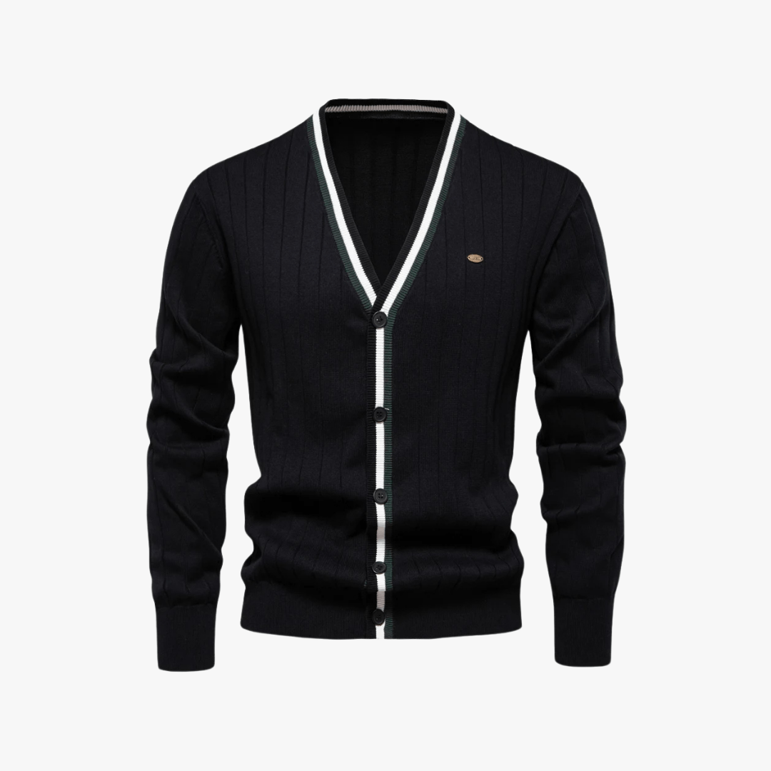 Mason | Men’s Striped Trim Cardigan - Mason Luxor