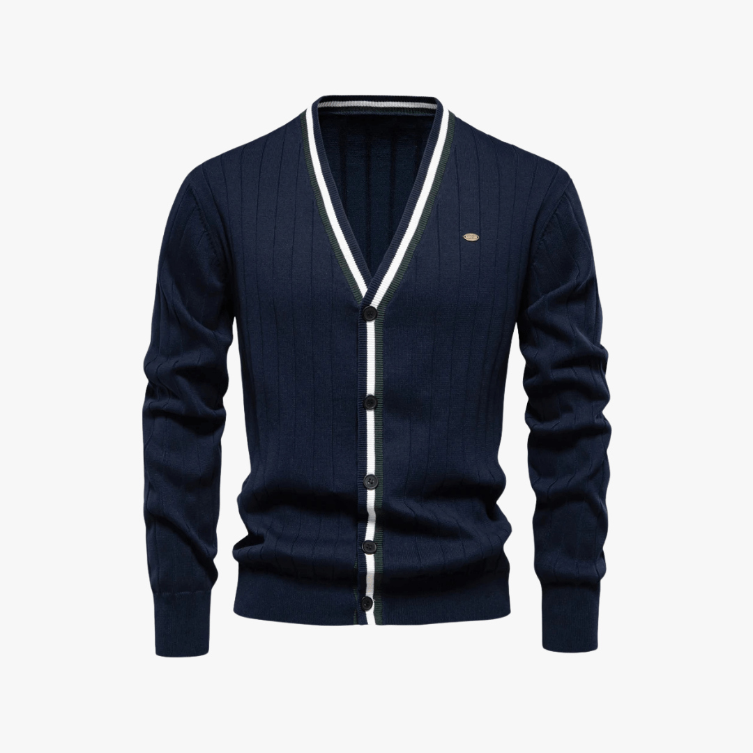 Mason | Men’s Striped Trim Cardigan - Mason Luxor
