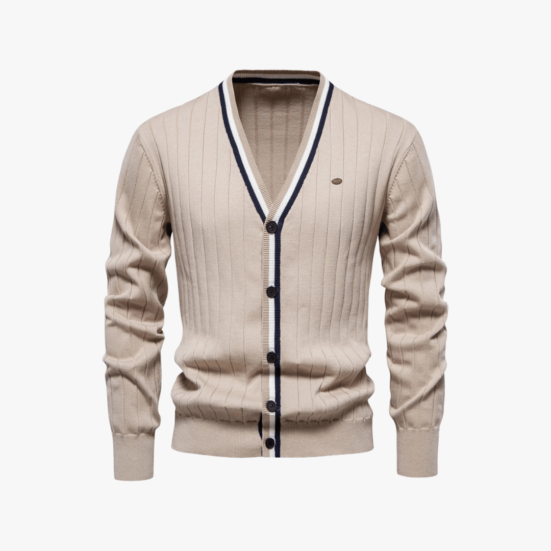 Mason | Men’s Striped Trim Cardigan - Mason Luxor