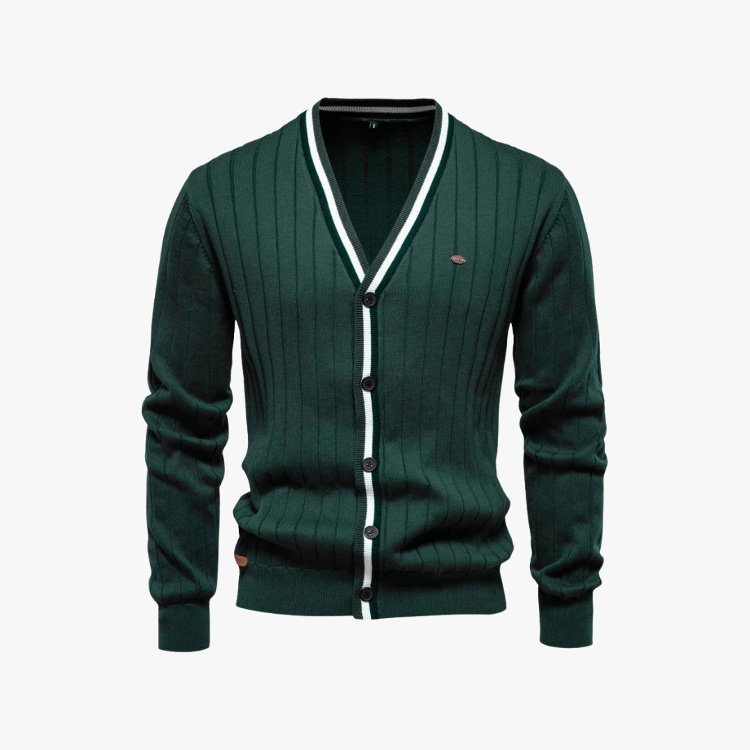 Mason | Men’s Striped Trim Cardigan - Mason Luxor