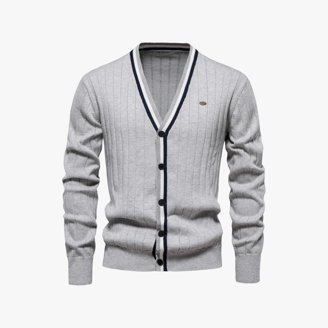Mason | Men’s Striped Trim Cardigan - Mason Luxor