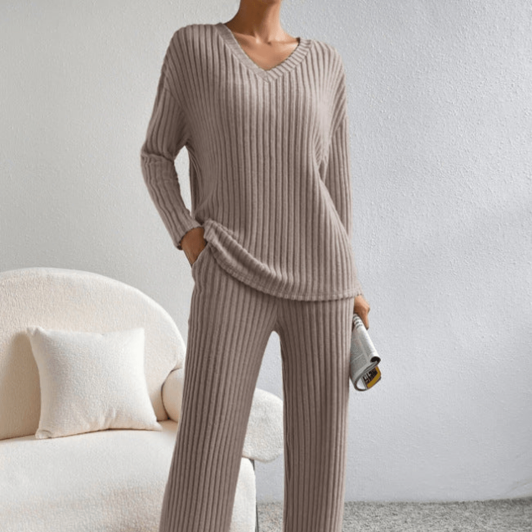 Mason | Ribbed Knit Loungewear Set – Soft 2 - Piece Cozy Lounge Outfit - Mason Luxor Men Fashion
