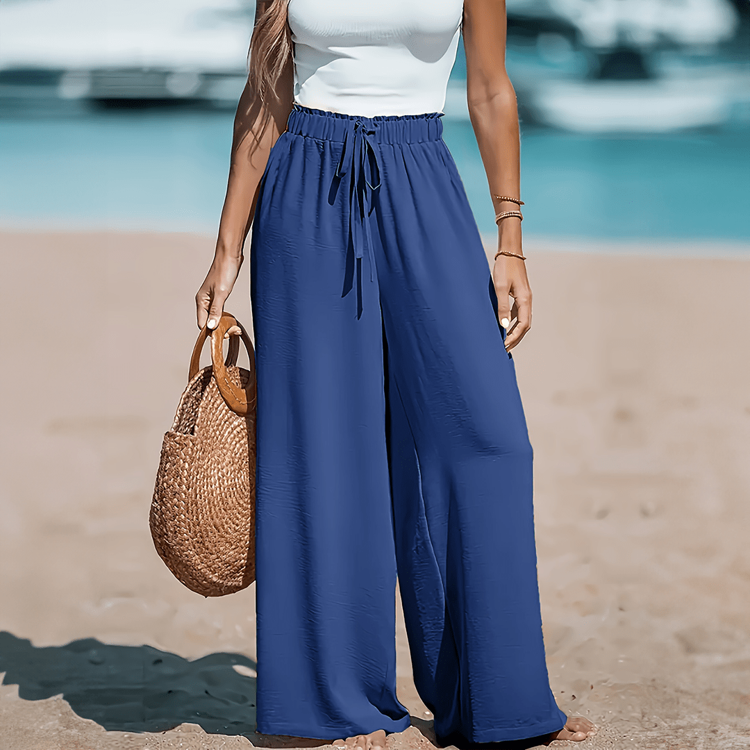 Mason | Wide Leg Beach Pants – High Waist Drawstring Summer Trousers - Mason Luxor Men Fashion