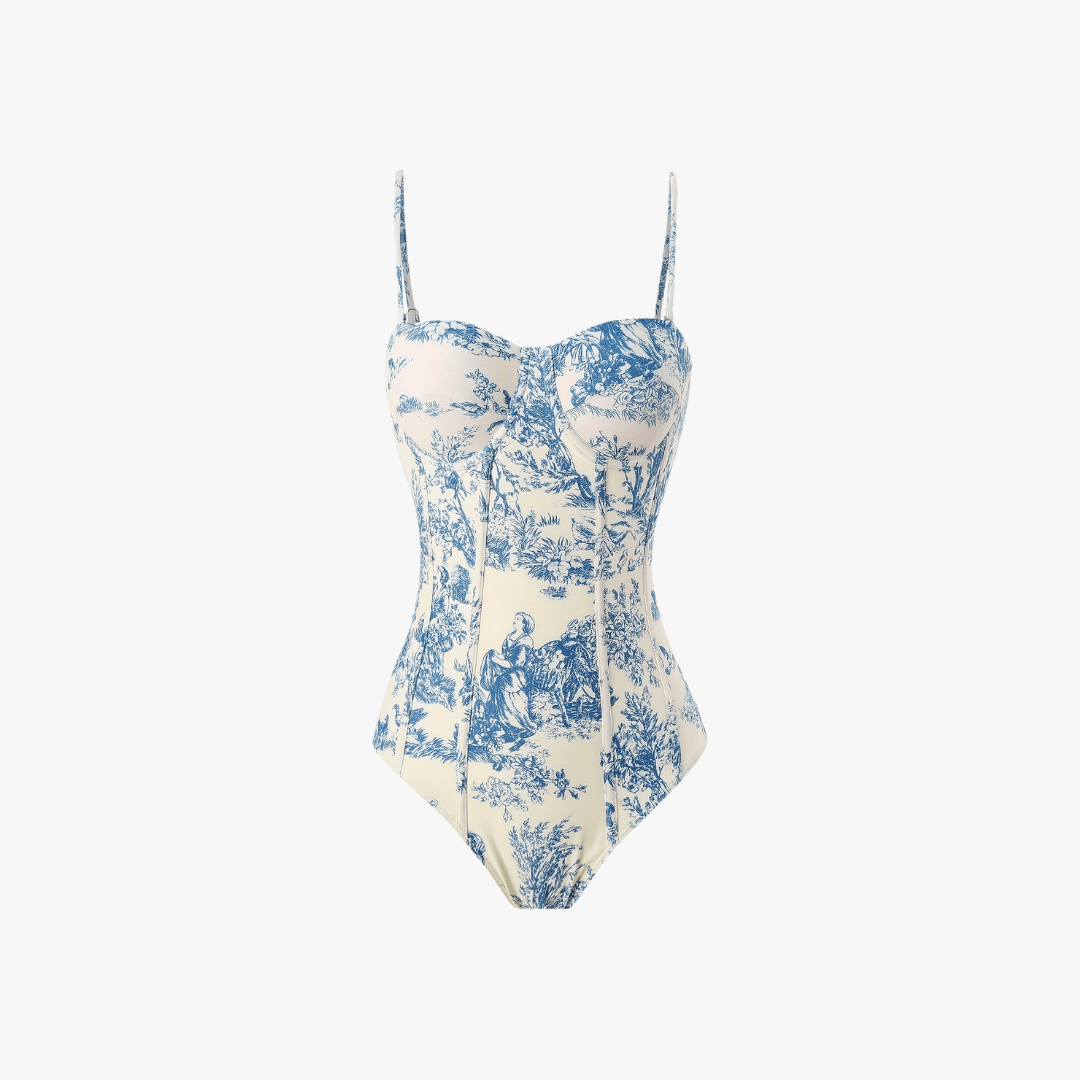 Mason | Women’s 2 - Piece Swimwear Set – Printed Corset Swimsuit & Wrap Skirt - Mason Luxor Men Fashion