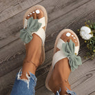 Mason | Women’s Bow Knot Summer Sandals – Slip - On Flat Slides with Woven Sole - Mason Luxor Men Fashion