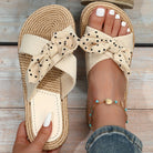 Mason | Women’s Bow Knot Summer Sandals – Slip - On Flat Slides with Woven Sole - Mason Luxor Men Fashion