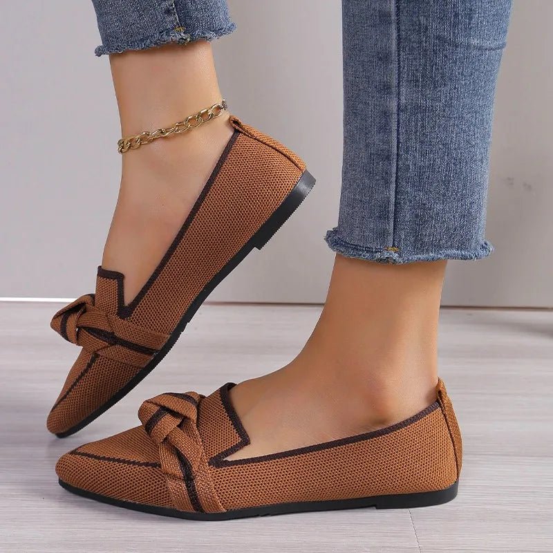 Mason | Women's Pointed Toe Knit Loafers – Slip - On Flats with Contrast Trim & Knot Detail - Mason Luxor Men Fashion