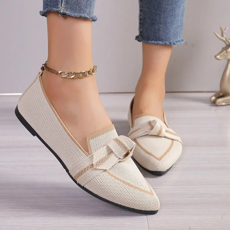 Mason | Women's Pointed Toe Knit Loafers – Slip - On Flats with Contrast Trim & Knot Detail - Mason Luxor Men Fashion