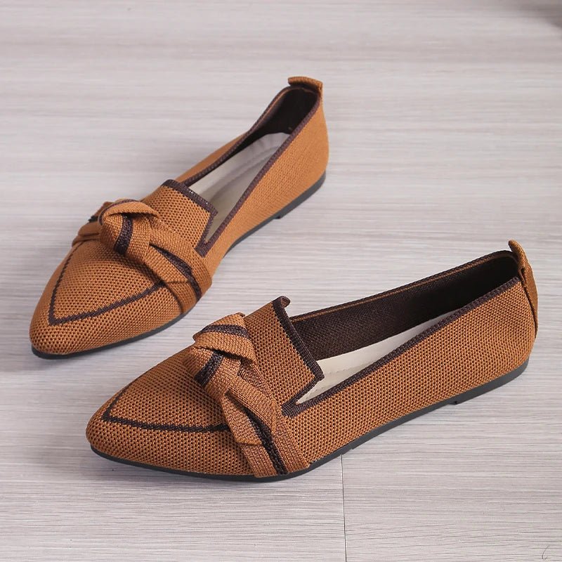 Mason | Women's Pointed Toe Knit Loafers – Slip - On Flats with Contrast Trim & Knot Detail - Mason Luxor Men Fashion