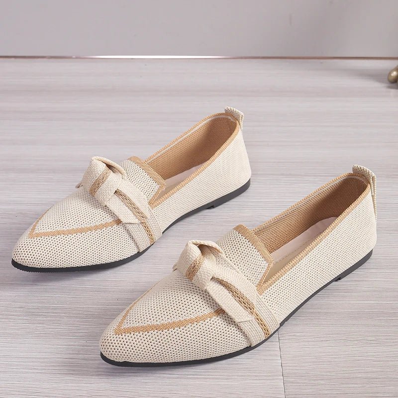 Mason | Women's Pointed Toe Knit Loafers – Slip - On Flats with Contrast Trim & Knot Detail - Mason Luxor Men Fashion