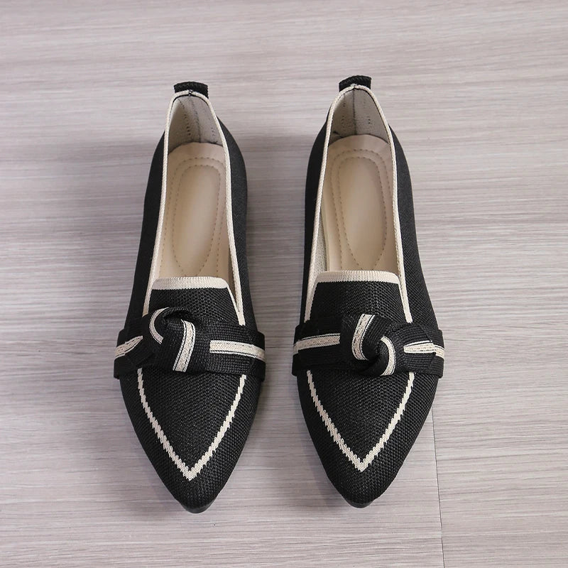 Mason | Women's Pointed Toe Knit Loafers – Slip - On Flats with Contrast Trim & Knot Detail - Mason Luxor Men Fashion