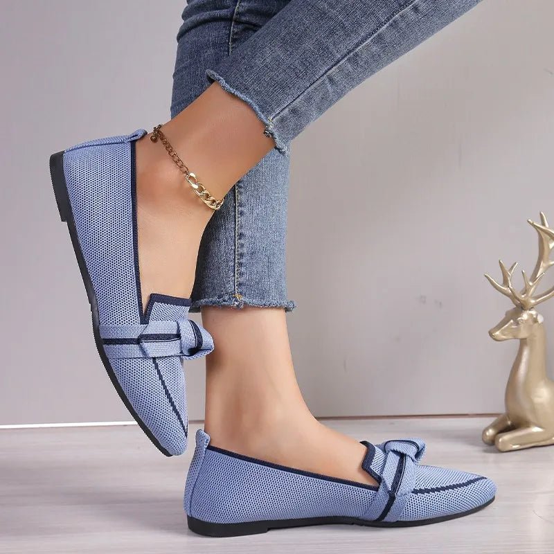 Mason | Women's Pointed Toe Knit Loafers – Slip - On Flats with Contrast Trim & Knot Detail - Mason Luxor Men Fashion