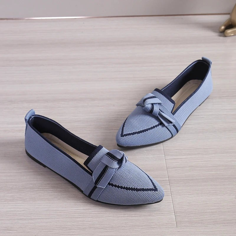 Mason | Women's Pointed Toe Knit Loafers – Slip - On Flats with Contrast Trim & Knot Detail - Mason Luxor Men Fashion