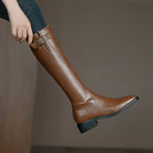 Mason | Women’s Retro Knee - High Boots – Chunky Heel Square Toe Style - Mason Luxor Men Fashion