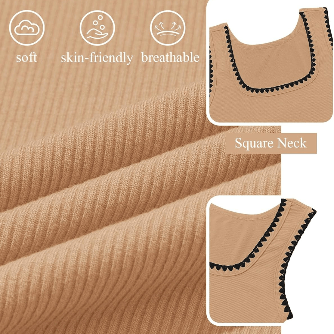 Mason | Women’s Ribbed Square Neck Tank Top – Soft, Stretchy & Summer - Ready - Mason Luxor Men Fashion