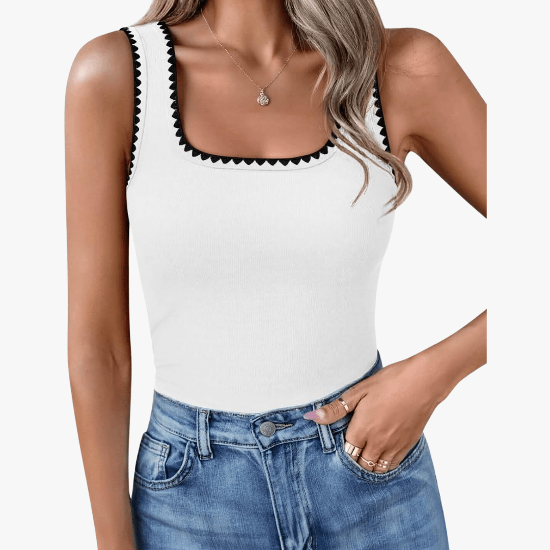 Mason | Women’s Ribbed Square Neck Tank Top – Soft, Stretchy & Summer - Ready - Mason Luxor Men Fashion