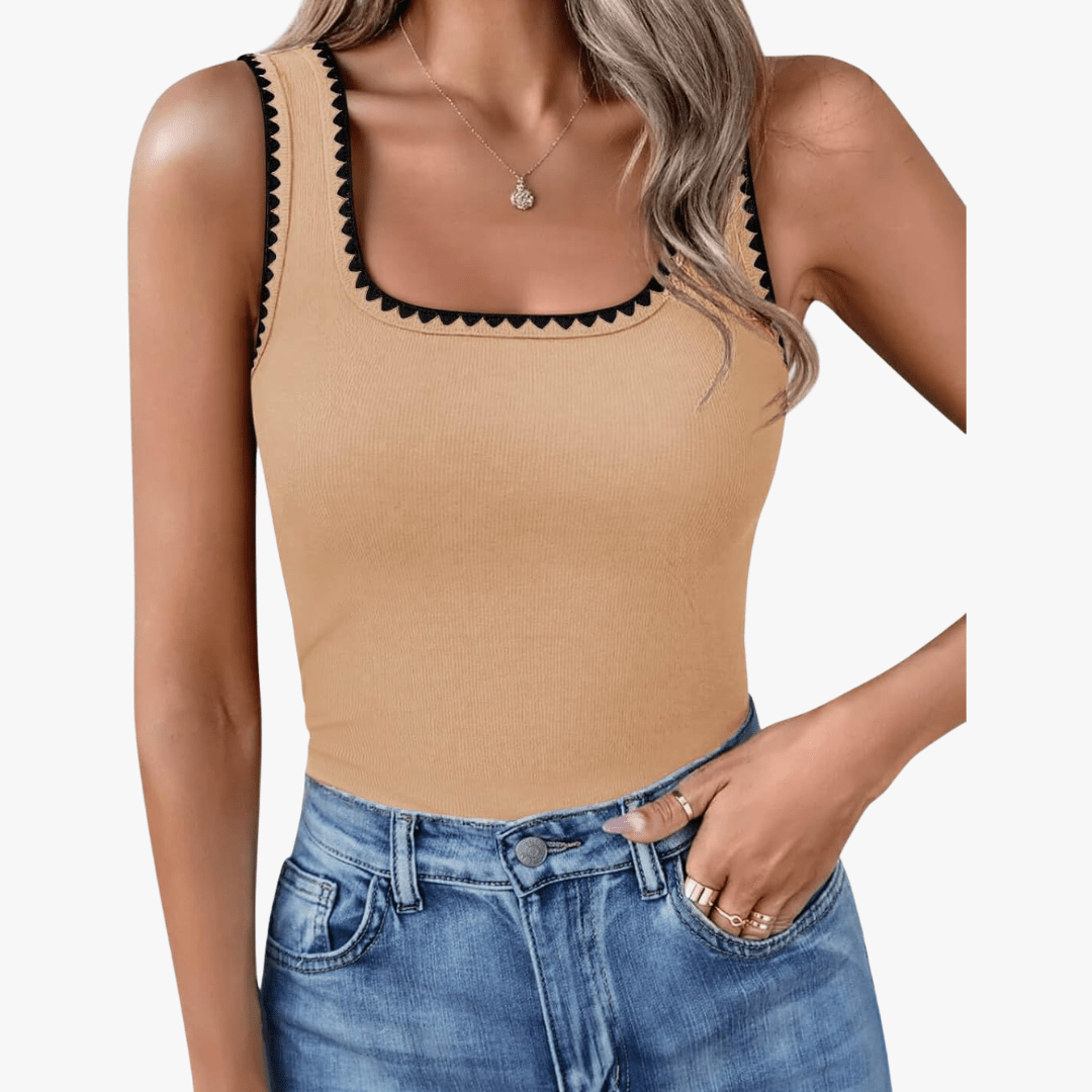 Mason | Women’s Ribbed Square Neck Tank Top – Soft, Stretchy & Summer - Ready - Mason Luxor Men Fashion