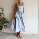 Mason | Women’s Sleeveless Cotton Midi Dress – Elegant A - Line Summer Wedding Guest Dress - Mason Luxor Men Fashion