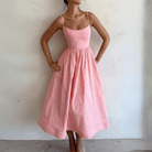 Mason | Women’s Sleeveless Cotton Midi Dress – Elegant A - Line Summer Wedding Guest Dress - Mason Luxor Men Fashion