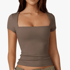 Mason | Women's Square Neck Tunic Top – Lightweight Short Sleeve Blouse - Mason Luxor Men Fashion