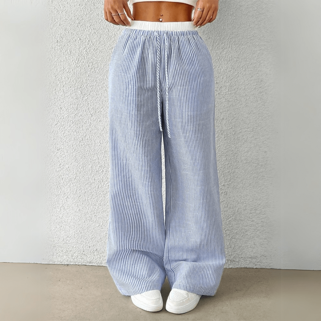 Mason | Women’s Striped Wide Leg Trousers – Lightweight Summer Fit - Mason Luxor Men Fashion